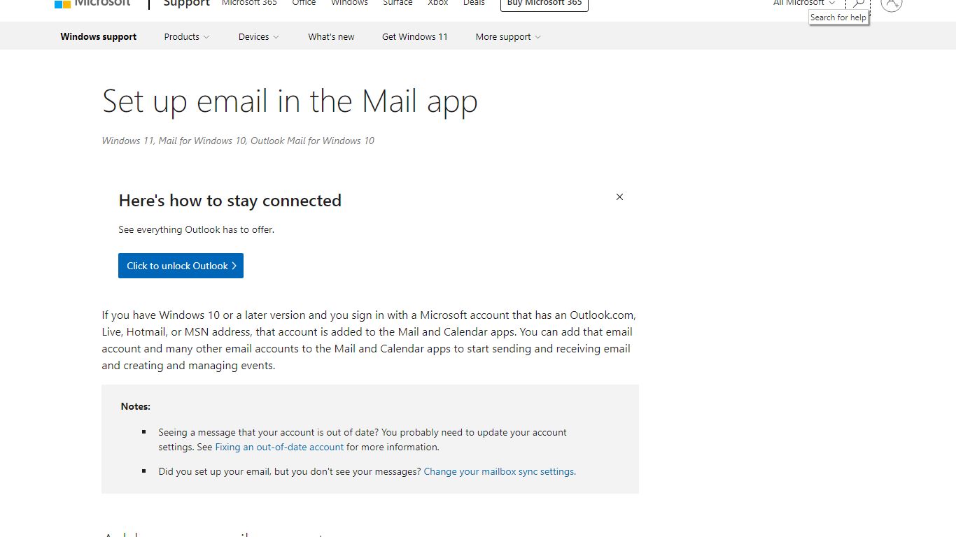 Set up email in the Mail app - support.microsoft.com